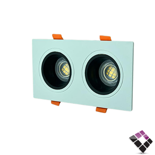 جرم سبوت لايت مربع مزدوج مانع توهج المنيوم NEW POWER جرم خارجي أبيض داخلي أسود مقاس 2" *7سم رقم   بدون لمبة