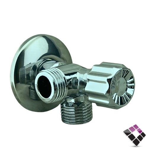 مجبس زاوية مخرجين للماء RBC صيني لون كروم 1/2"×1/2"