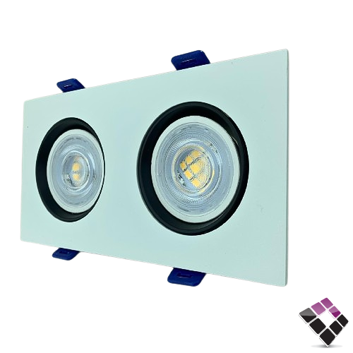 جرم سبوت لايت مربع مزدوج مانع توهج المنيوم MOMaN صيني جرم خارجي أبيض داخلي أسود مقاس 2" رقم  بدون لمبة