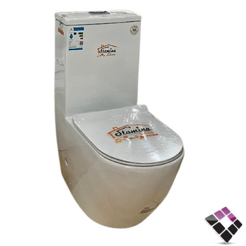 كرسى أفرنجى صينى يضاوي دائري ابيض STAMINA ضغطتين مع غطاء مطور هيدروليك 8221***