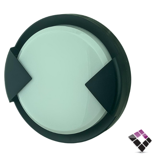 كشاف سور خارجي بلاستيك LED دائرة محززة NEW POWER  جرم أسود اضاءة 3000K أصفر 20W رقم 103173