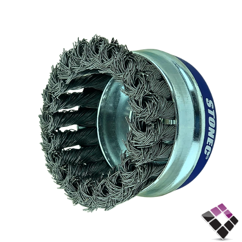 صنفرة فرشة شعر حديد مجدول مع إطار موديل كوب ستونيك STONEC صيني مقاس 3"رقم 191-33