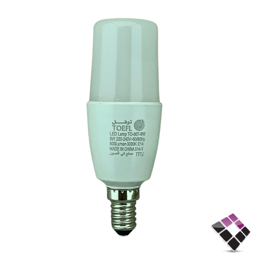 لمبة LED كبسولة استيك توفل TOEFL سنة E14 مثلج إضاءة 3000K أصفر9W رقم TO807
