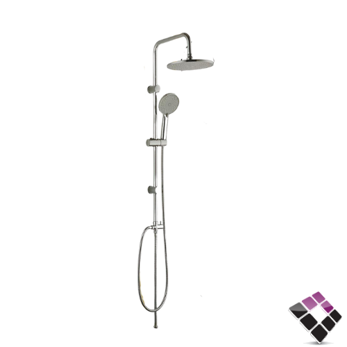 طقم شاور دش STALI الماني لون كروم عمود + طاسة مطري مدورة 22 سم + لي و سماعة رقم