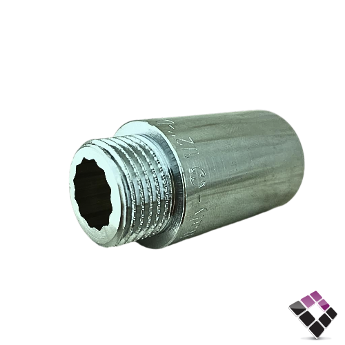 جلبة ذكر نحاس مطلي كروم ثقيل جنرال GENERAL Fittings ايطالي مقاس 1/2"×40 ملم