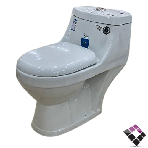 كرسي افرنجي Victoria صيني لون ابيض سيفون قصير مقاس 25 سم رقم SA-2031