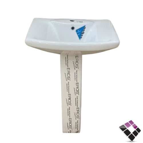 مغسلة خزف عمود EROS هندي موديل اوبال مربعة لون أبيض رقم ERS