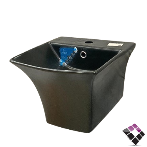 مغسلة خزف معلق EROS هندي موديل كاستال CASTAL مربعة لون أسود قطعة واحدة