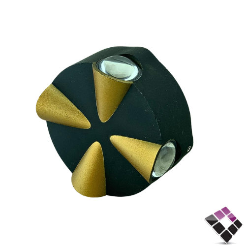 كشاف سور LED المنيوم خارجي لطش MT صيني دائري موديل وردة جرم أسود + ذهبي إضاءة 4 لمبة لون أصفر رقم CK525/4×4W