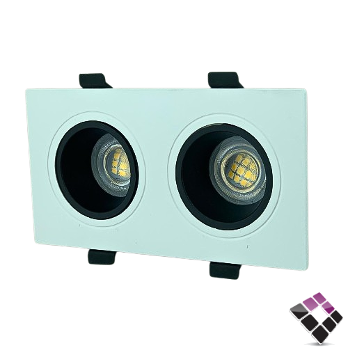 جرم سبوت لايت بلاستيك مربع مزدوج مانع توهج HIGH STARS جرم خارجي أبيض داخلي أسود مقاس 2" رقم 4125 بدون لمبة