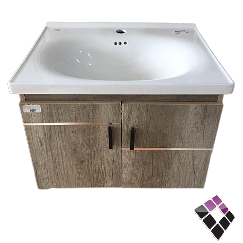 مغسلة دولاب خشب معالج plywood بليوود لون بيج خشبي حوض خزف Orent Standard صيني 60CM + صيدلية + مراية رقم OS2310165