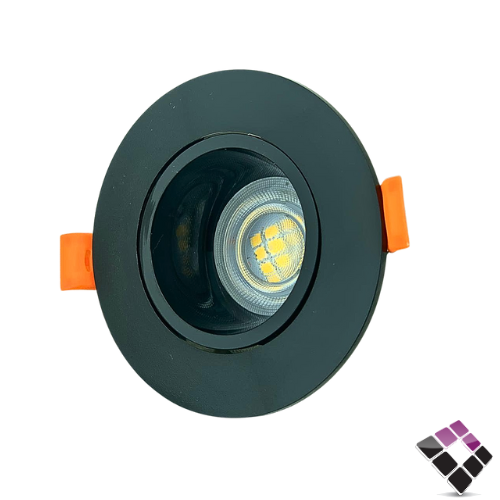 جرم سبوت GU10 مفرد مانع توهج بلاستيك دائري متحرك KODAK جرم خارجي أسود داخلي أسود مقاس 2" رقم KFP-101-BB بدون لمبة