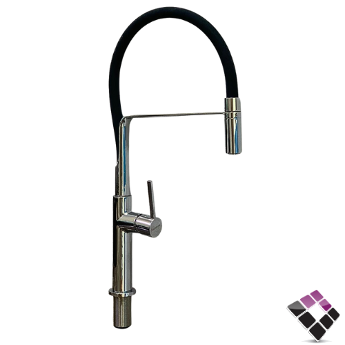 خلاط مجلى رخام شجرة اتمتيك Teorema ايطالي لون كروم رقبة عالية سلكون أسود  1750611062B