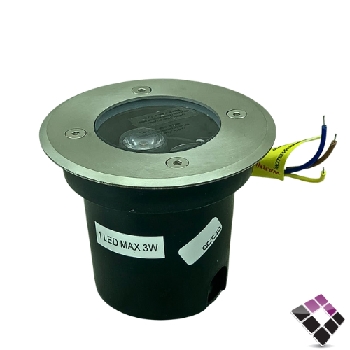 كشاف LED خارجي دفن أرضي معزول ضد الماء مدور استيل NOOR عيون اضاءة أصفر  3"× 3W رقم 2802