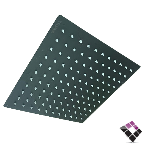 طاسة دش مطري كوالتي QUALITY صيني مربعة استل SUS304 مطلي لون أسود + فتحات ربل 25×25