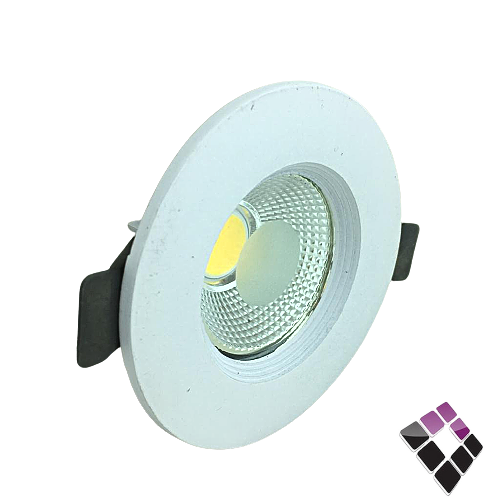 كشاف LED سبوت لايت ثابت 7 سم HIGH STARS مدور جرم ابيض COB إضاءة أصفر 7W ***