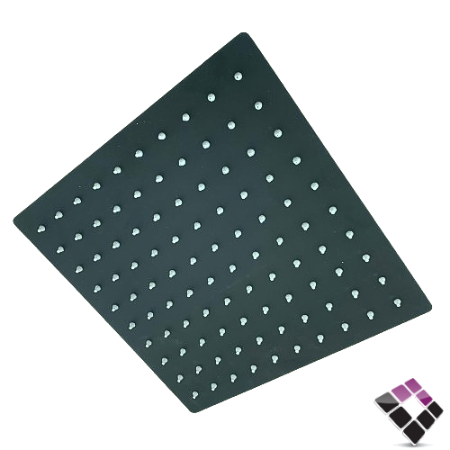 طاسة دش مطري MARTI اسباني مربعة استل SUS316 مطلي أسود + فتحات ربل 30×30