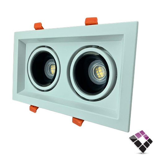 جرم سبوت مجوز مانع توهج مربع غاطس HAINZO جرم أبيض كامل المقاس من الخارج 13CM × 22رقم GH003-2 بدون لمبة