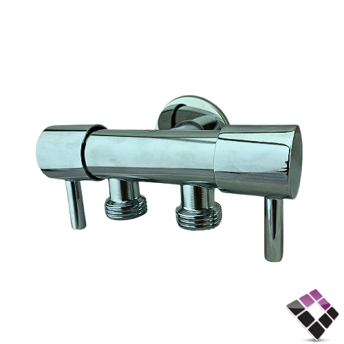 محبس زاوية مخرجين للماء ZEGOR صيني نحاس مطلي لون كروم رقم DF-4001