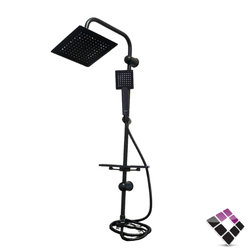 مسطرة دش ماسورة + لي و سماعة مربعة  + قسام + صبانة + طاسة مربعة كبيرة 22×22 اسود SCHLOSEER الماني  أسود مطفي