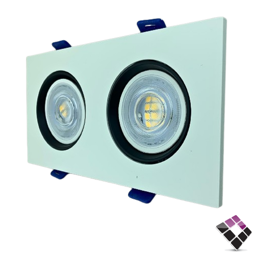 جرم سبوت لايت مربع مزدوج مانع توهج بلاستيك MOMaN صيني جرم خارجي أبيض داخلي أسود مقاس 2" رقم  بدون لمبة