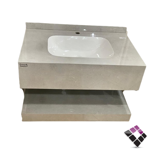 مغسلة كبينة بورسلان رخامي حوض ليزر Orient standard معلق لون رمادي فاتح 80CM + مراية إضاءة LED رقم/ 12212132.80