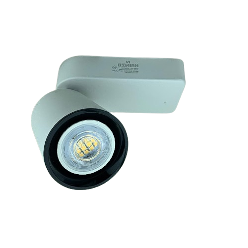 جرم سلندر المنيوم لطش خارجي مفرد متحرك قاعدة مستطيل لمبة GU10 هاينزو HAINZO جرم أبيض 7سم رقم GH5072-1 بدون لمبة