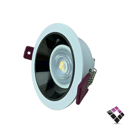 جرم سبوت مفرد مانع توهج المنيوم كامل دائري HAINZO جرم خارجي أبيض داخلي أسود لماع مقاس 2" رقم GH6011 بدون لمبة