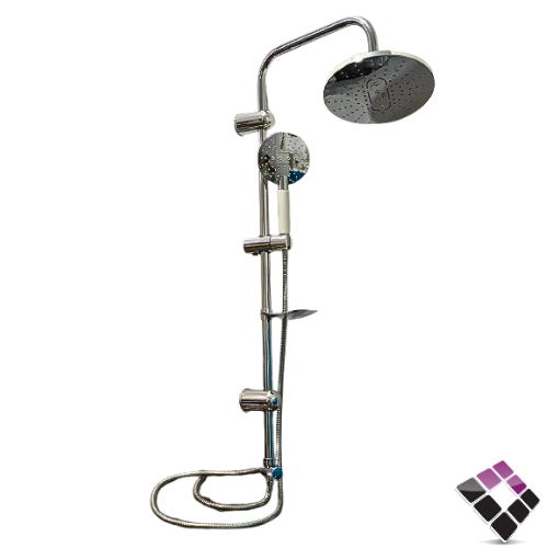 طقم شاور دش SILVER صيني عمود كروم + طاسة مدورة مع لي و سماعة + صبانة رقم MY1-1-SIGMA
