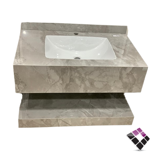 مغسلة كبينة بورسلان رخامي حوض ليزر Orient standard معلق لون رمادي صخري 80CM + مراية إضاءة LED رقم/ 12212220.80