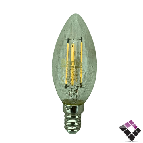 لمبة بلح LED برلين Berlin فلمنت شفاف أعواد تعمل بالدايمر بدون فليكر إضاءة أصفر 3000K سنة 5W ×E14