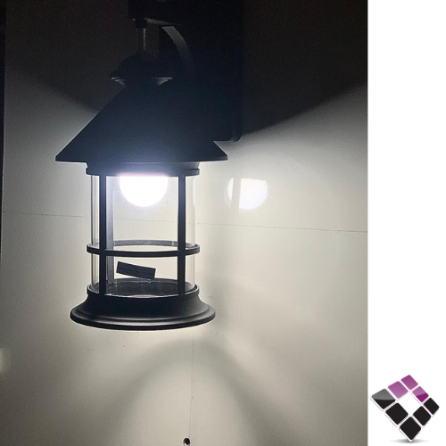 فانوس حدائق جداري خارجي HIGH STARS  جرم حديد لون أسود رقم 9043 بدون لمبة