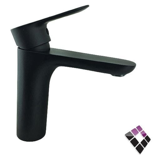 خلاط مغسلة اتمتك خزف سعودي أسود ثقيل 12 سم مسكة بيضاوية موديل رايز RISE مع هراب ضغط رقم 180101010221002