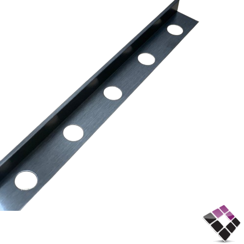 زاوية نهاية سيراميك مع مجرى زجاج استيل DAR صيني لون أسود مقاس 12MM×3MM طول 2.70 متر رقم SS1255-12*3-MB-00534