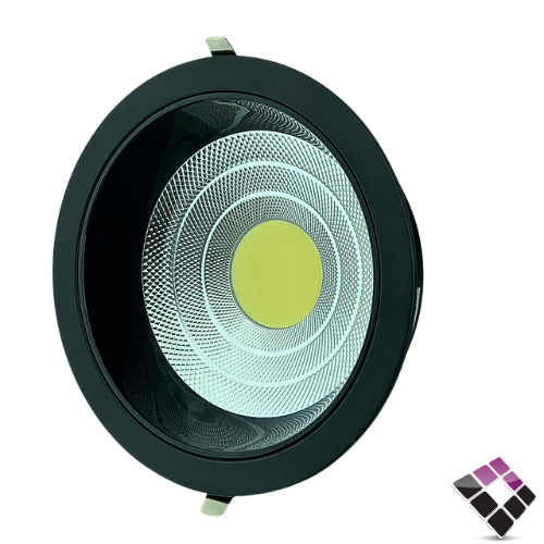 كشاف داخلي LED مانع توهج TOPLR عدسة COB إضاءة 7000K أبيض جرم أسود كامل مقاس 8"×30W