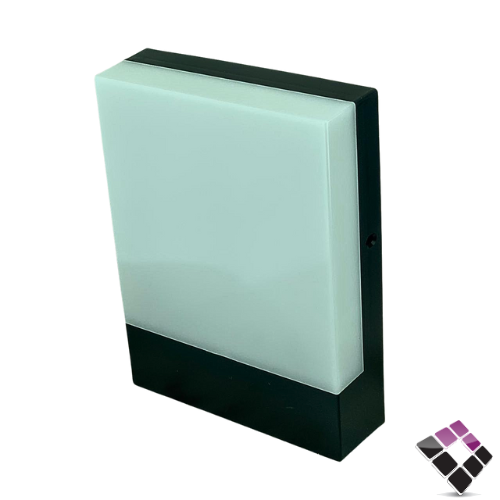 كشاف سور خارجي بلاستيك LED مربع NEW POWER  جرم أسود اضاءة 3000K أصفر 20W رقم 103177