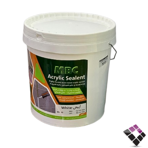 معجون عازل تمدد لفواصل البلاط  MBC سعودي ACRYLIC SEALAN لون أبيض WHITE وزن 20كيلو