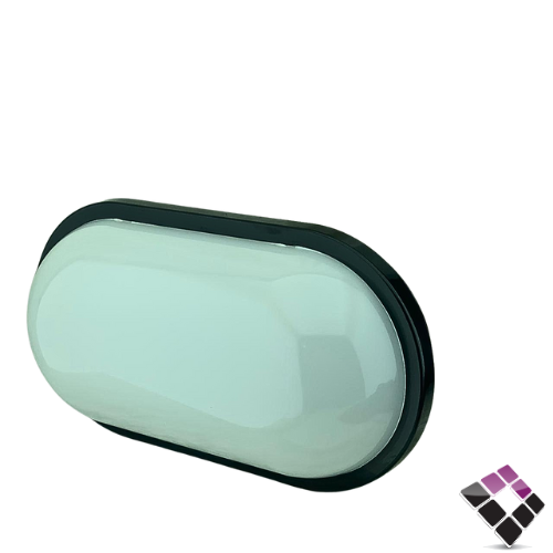 ابلك جداري LED خارجي بلاستيك توفل TOEFL بيضاوي سادة جرم أسود إضاءة 6500K أبيض 20W