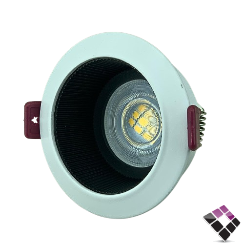 جرم سبوت مفرد مانع توهج المنيوم كامل دائري HAINZO جرم خارجي أبيض داخلي أسود محزز مقاس 2" رقم GH9052 بدون لمبة