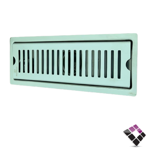 صفاية شبك عرض استيل SS304 لون كروم BATHROY  ايطالي مقاس 10×30 رقم 6702045