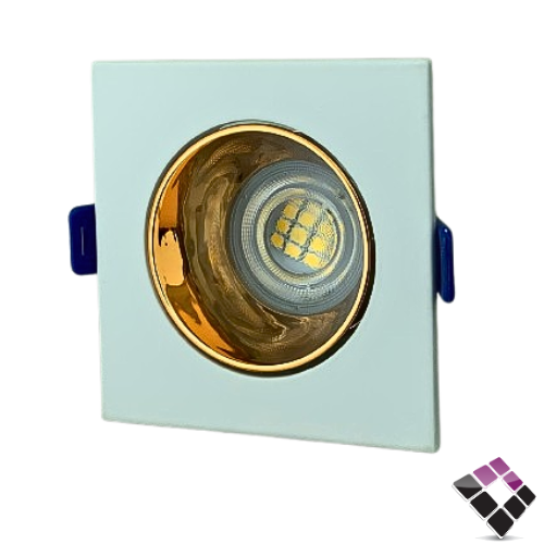 جرم اسبوت مانع توهج مفرد الرائد AL RAED صيني مربع لون أبيض داخل ذهبي لماع رقم 1904 بدون  لمبة