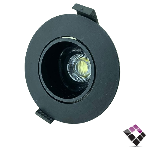 كشاف LED داخلي NEW POWER عدسة SMD ترنس مدمج جرم مانع توهج متحرك لون أسود داخل أسود إضاءة 6500K أبيض  2"×7سم ×7W