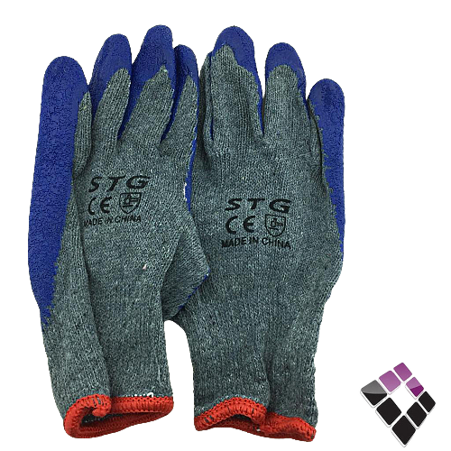 كفوف STG قطن رمادي + مبطن ربل ثقيل جدا أزرق ( جوز )