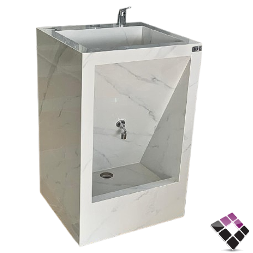 مغسلة وضوء كبينة بورسلان رخاميSILVER صيني أرضي لون أبيض + عرق رخامي 55CM رقم/ RO-023-50