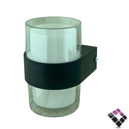 كشاف سور LED خارجي PLATO وتر بروف جرم بلاستيك أسود دائري إضاءة اب / داون أصفر 10W