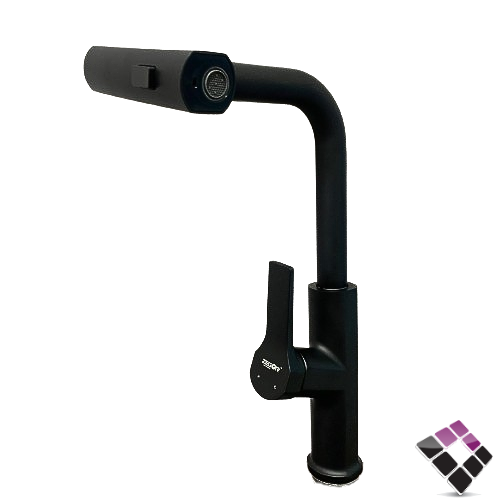 خلاط مجلى رخام واقف شجرة صباب رأسي + عرضي شلال + لي سحاب لون أسود ZEGOR صيني رقم KIT4-4064KB