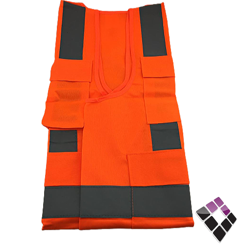 سترة سفتي عاكسة فسفورية لون برتقالي بسحاب و 4 جيب ثقيل رقم 471