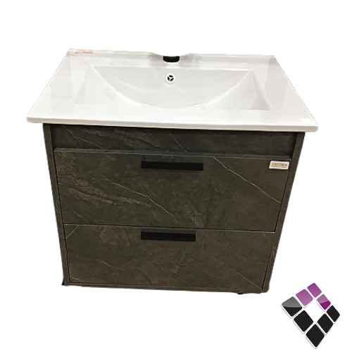 مغسلة ARONA صيني حوض رخام + دولاب معلق لون أسود رخامي 60CM + مراية إضاءة LED رقم/ 3-AR1900-60