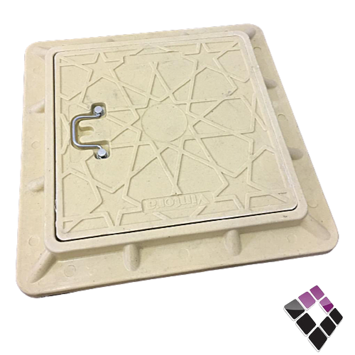 غطاء تفتيش فيبر ثقيل VINTORA صيني لون بيج المقاس مع الحلق 40×40