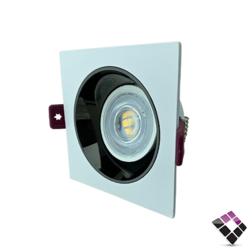 جرم سبوت مفرد مانع توهج المنيوم كامل مربع HAINZO جرم خارجي أبيض داخلي أسود لماع مقاس 2" رقم GH6014A بدون لمبة